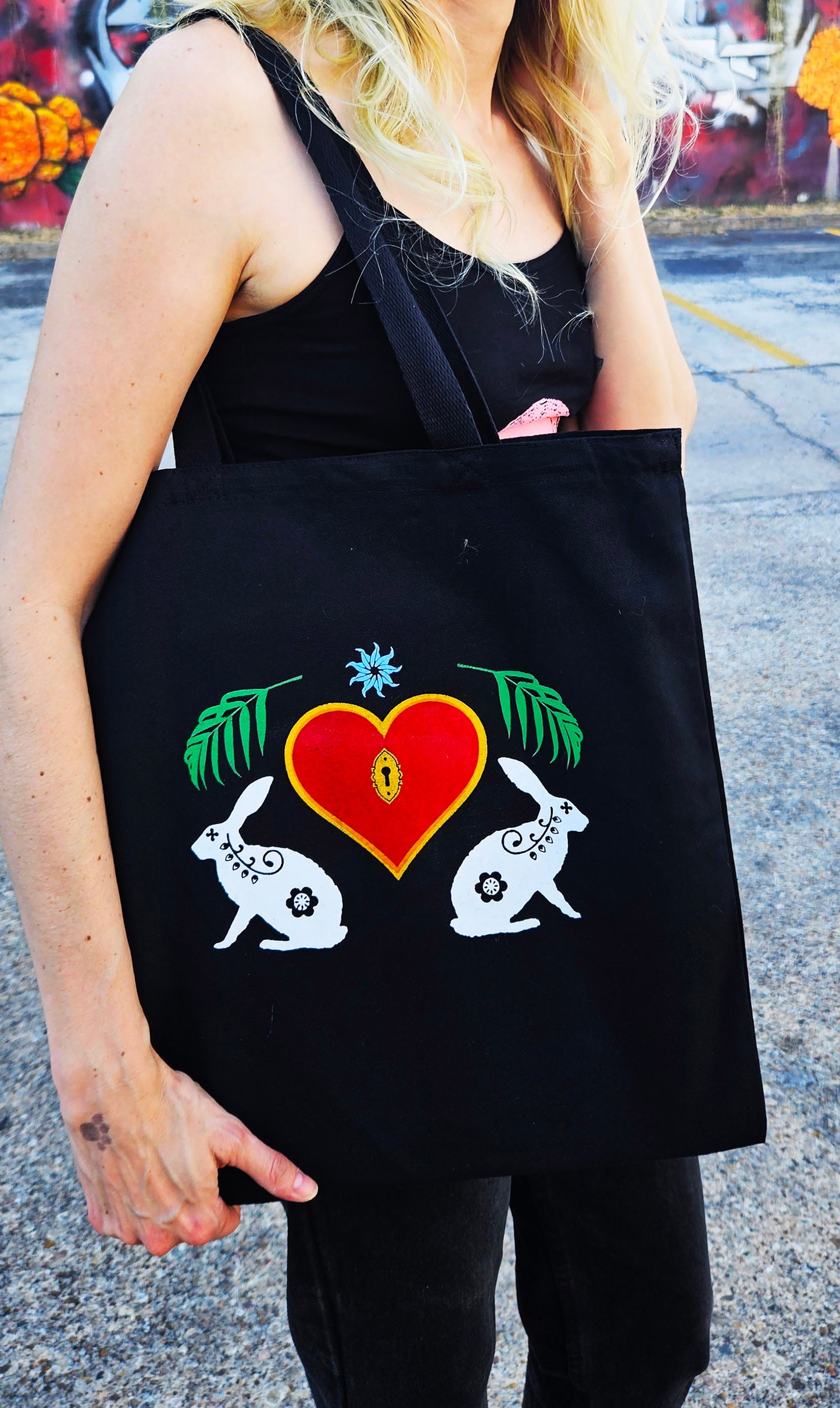 A Locked Heart Tote Bag - Black