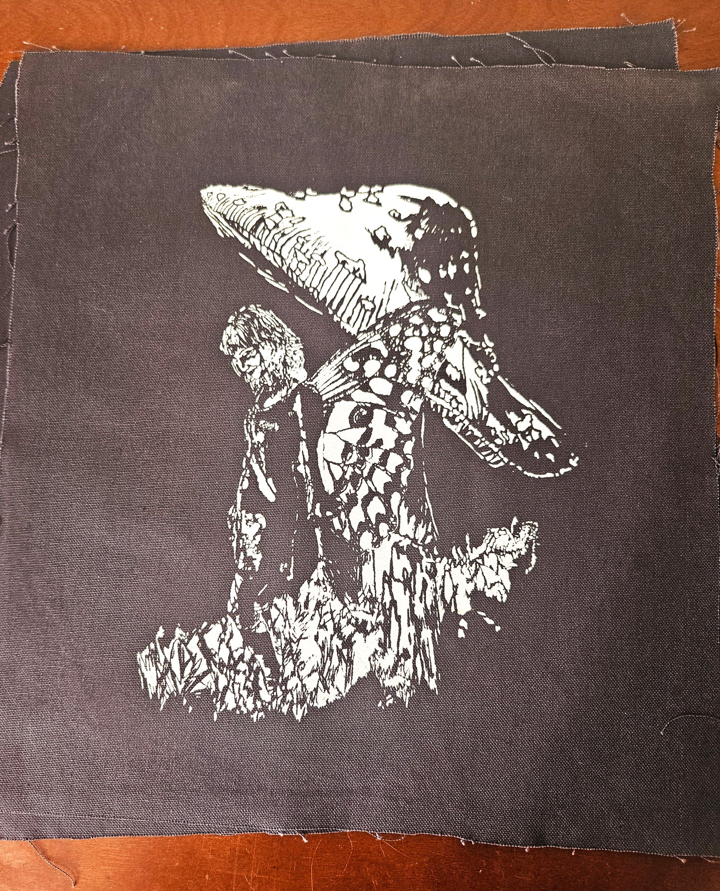 Mushroom Fairy - DIY - Sew On Patch - Navy