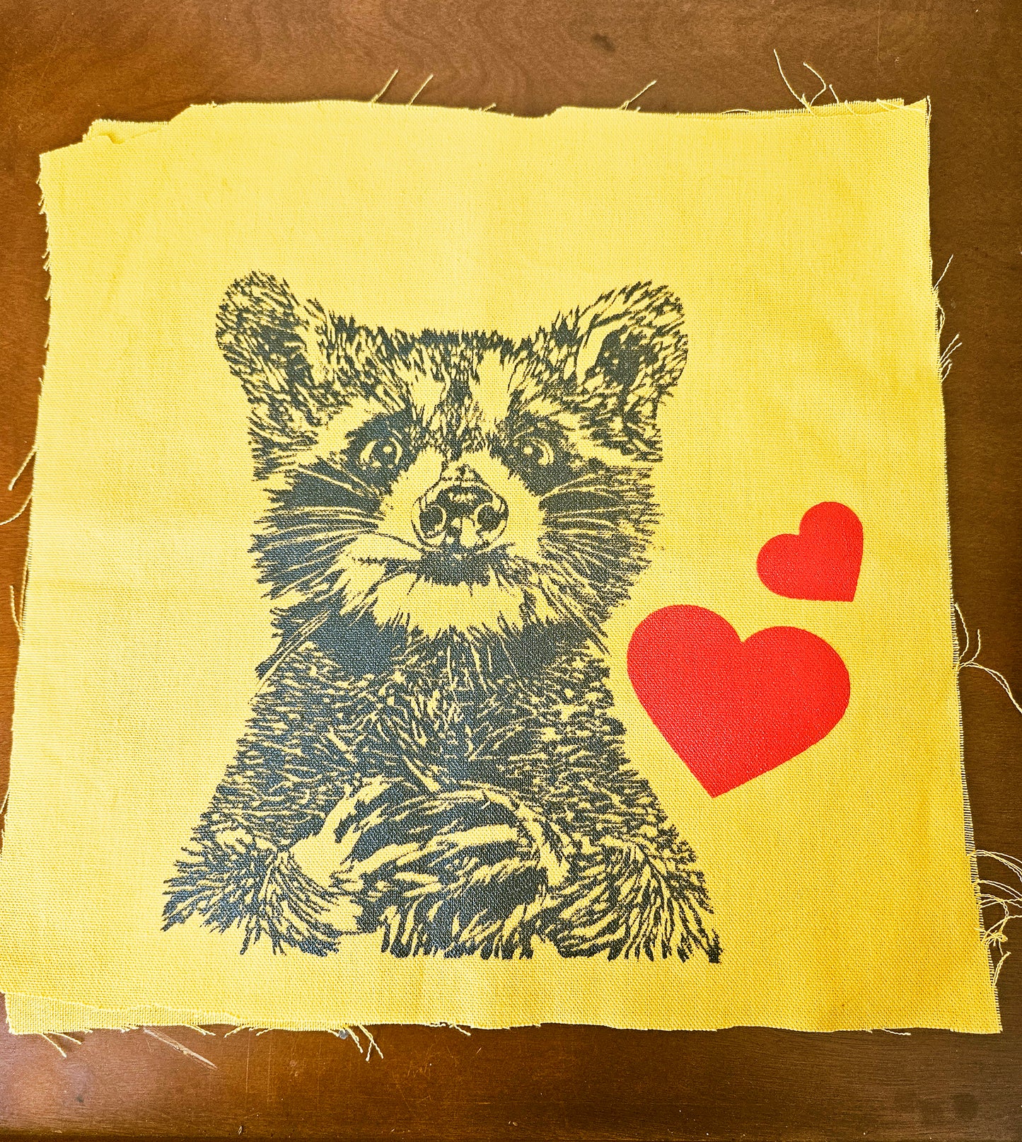 Racoon Love - DIY Sew On Patch - Gold