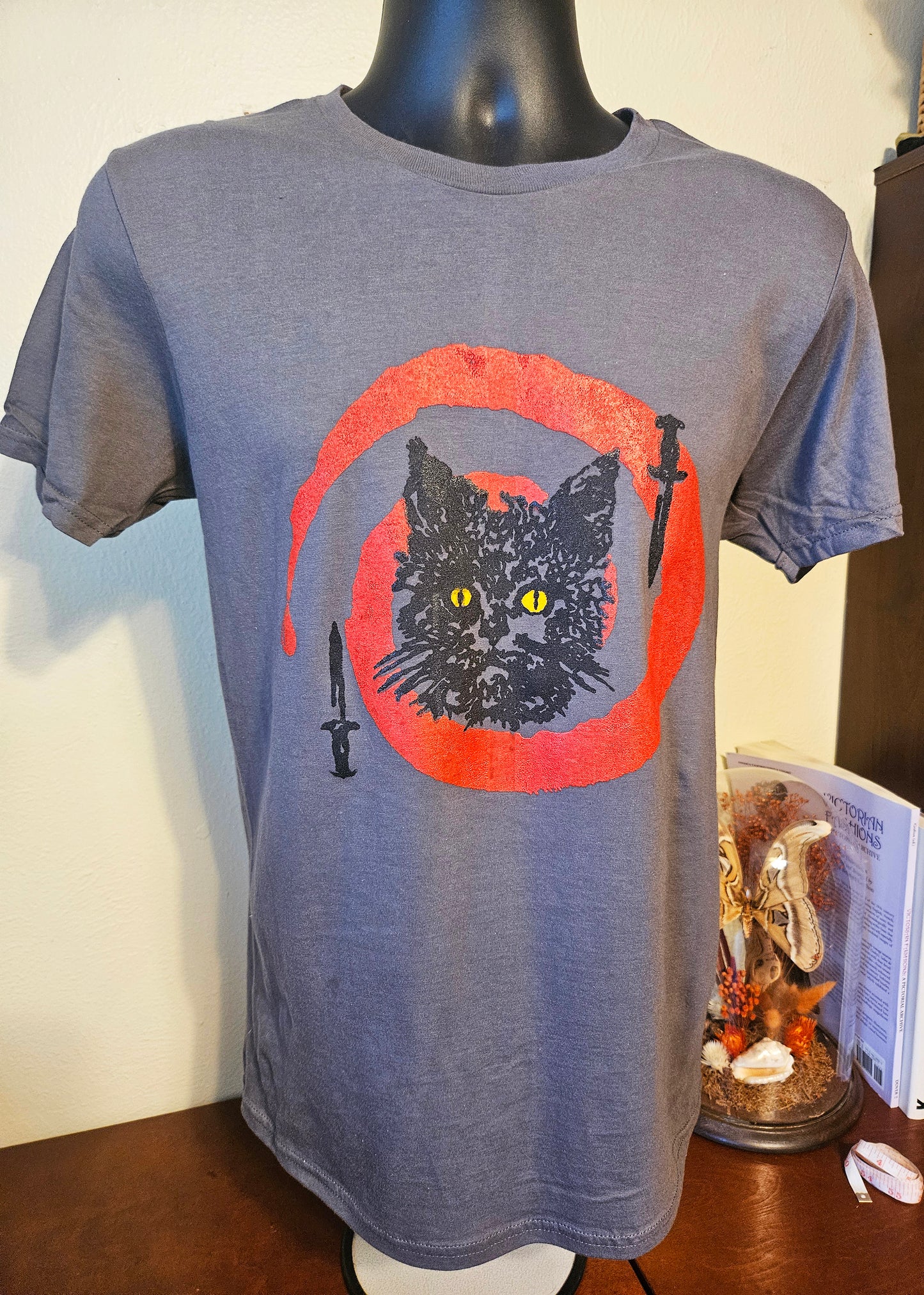 Hypno Cat Charcoal Grey Mens/Unisex Tshirt