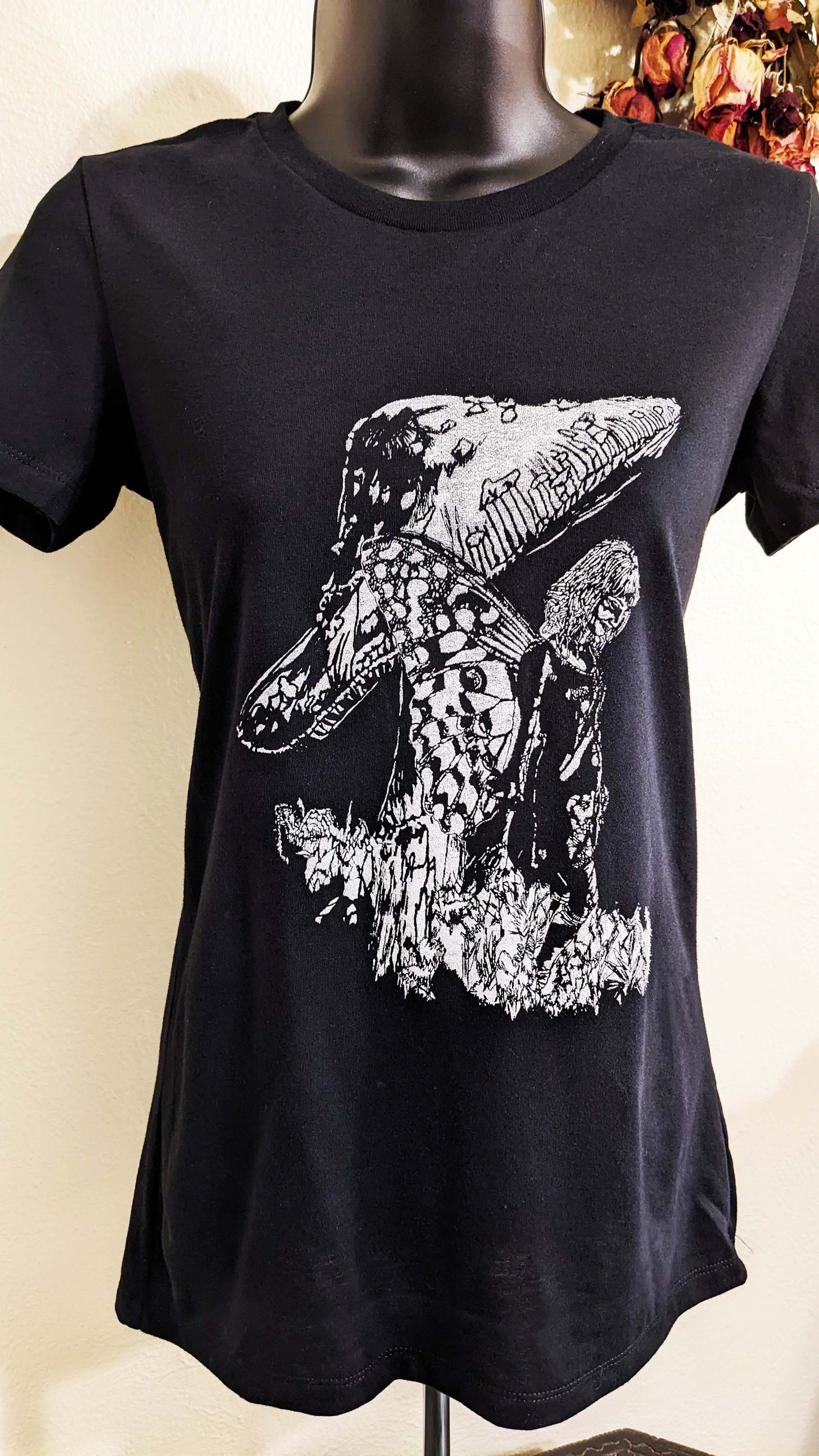 Mushroom Fairy - Women's Cut Black Short Sleeve T-shirt