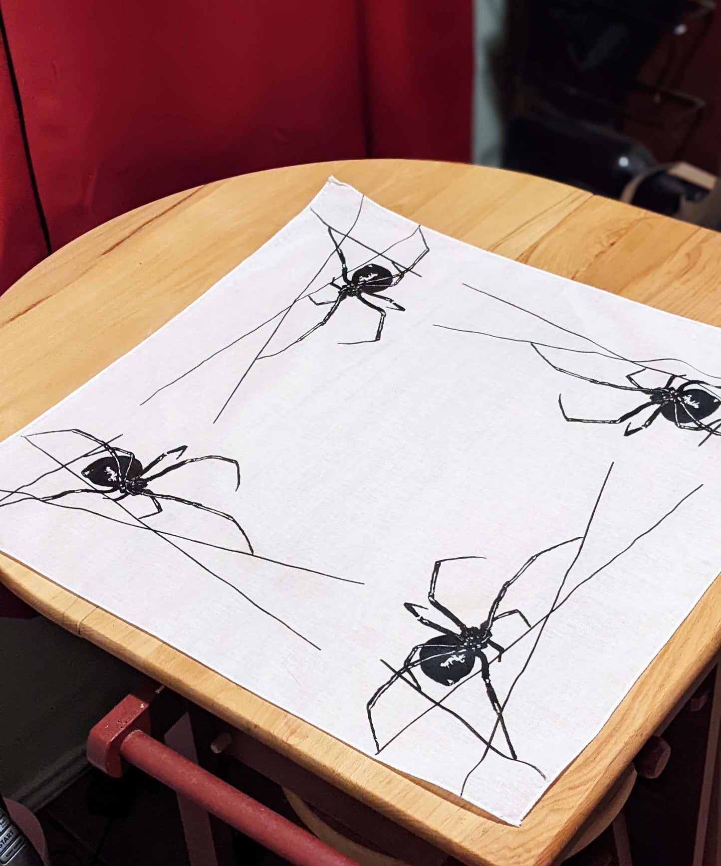 Black Widow White Altar Cloth