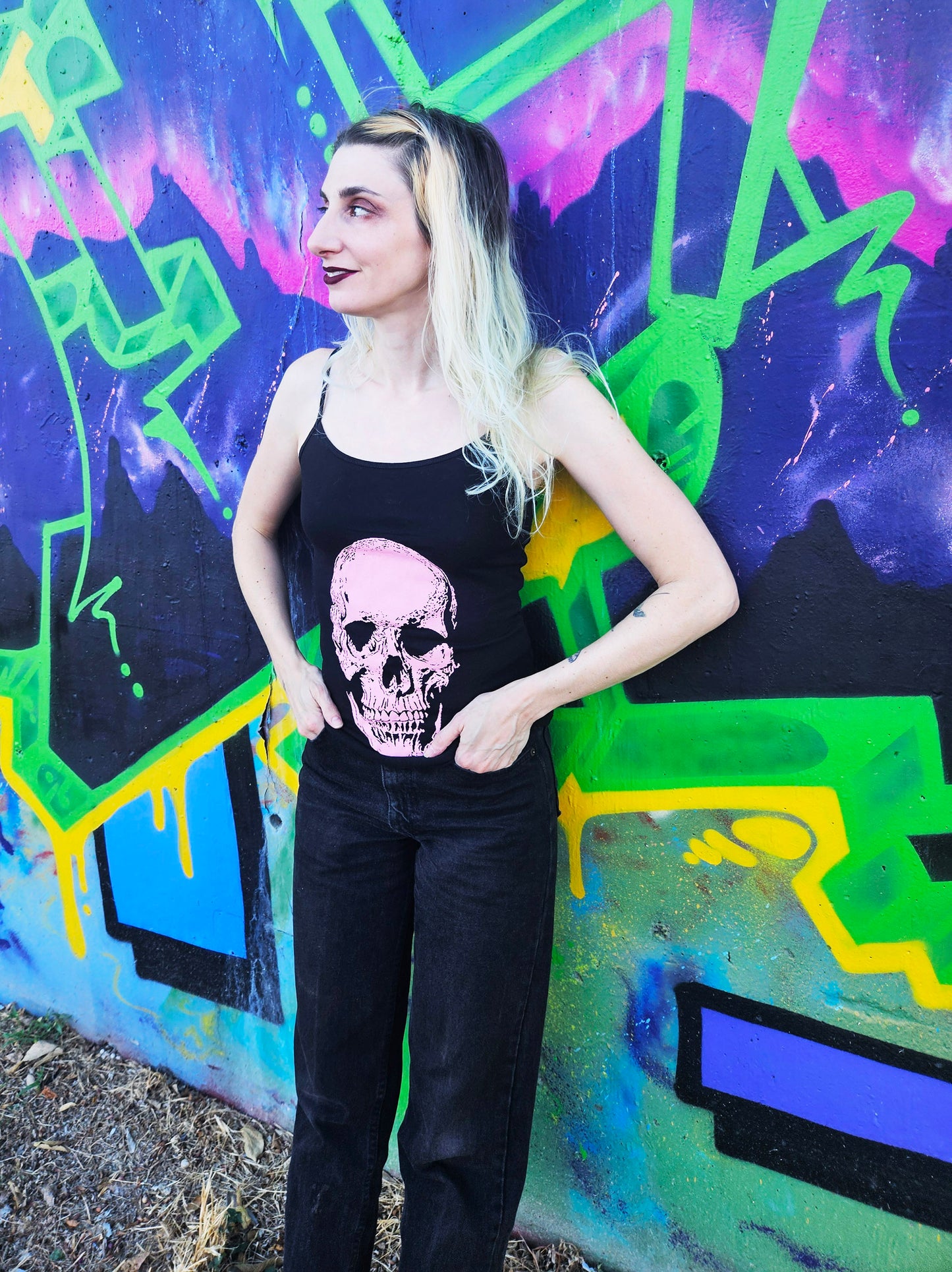Bubblegum Skull - Black Cami