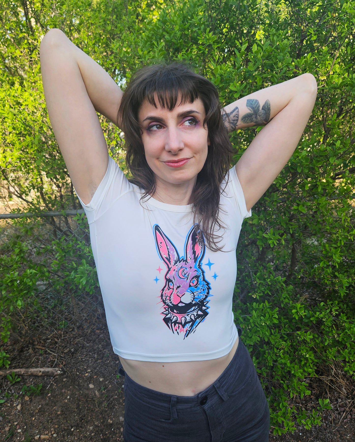 Mystic Rabbit -White Crop Top