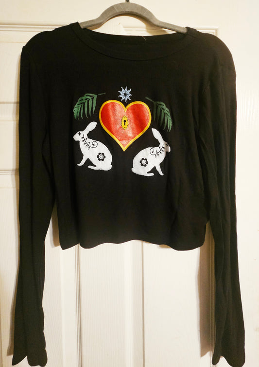 A Locked Heart - Crop -Long Sleevee - Black