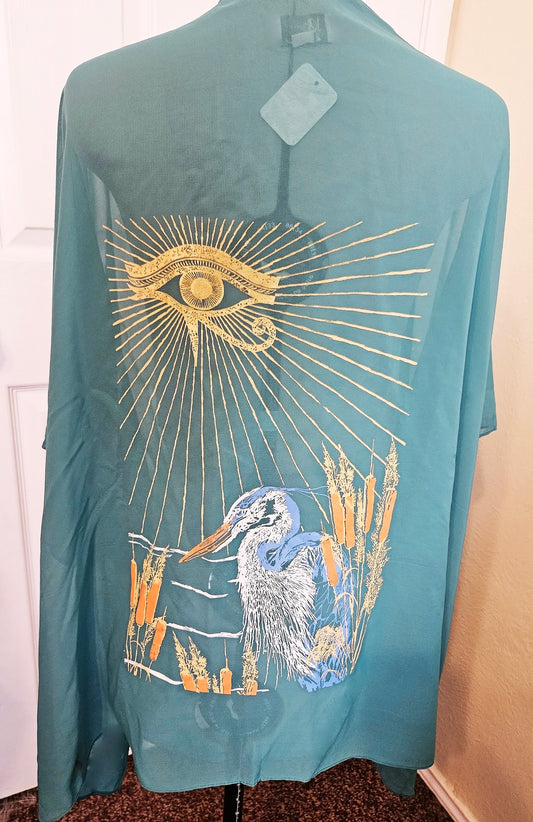 Eye Of Horus Kimono - Turquoise