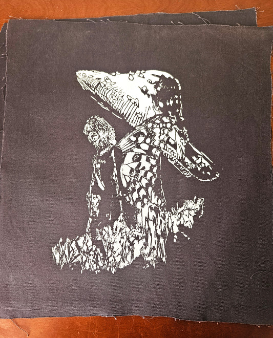 Mushroom Fairy - DIY - Sew On Patch - Navy