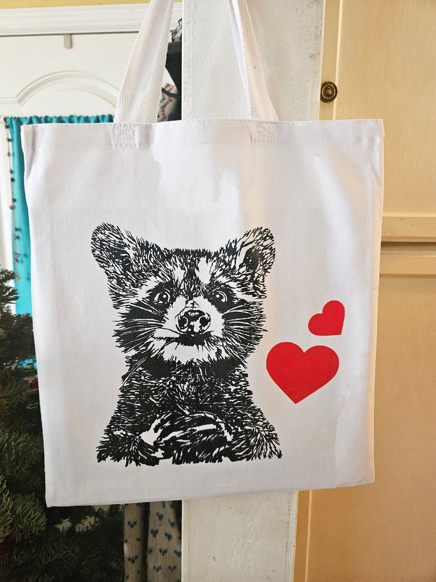Racoon Love - Tote Bag -White