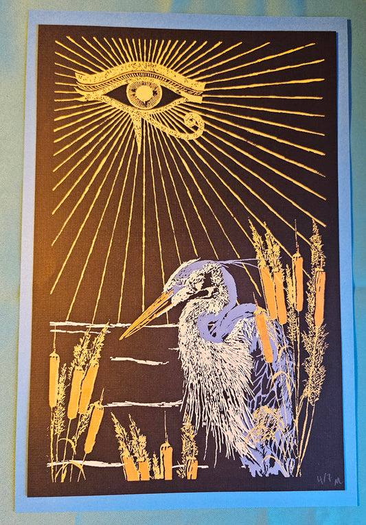 The Eye Of Horus - Art Print - Blue Mat