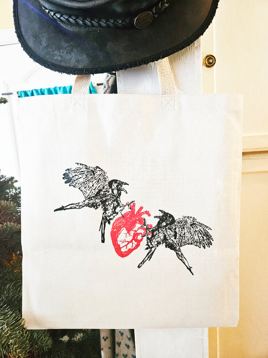 Two Crows & A Heart - Tote Bag - White