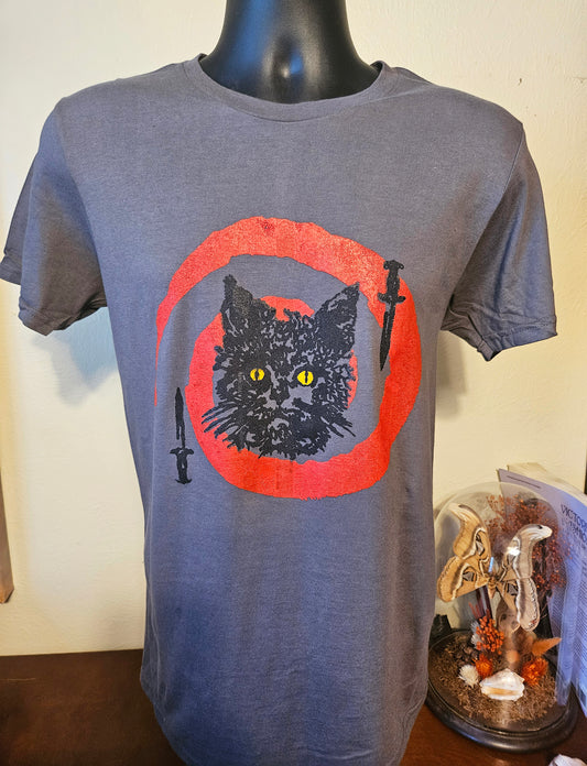 Hypno Cat Charcoal Grey Mens/Unisex Tshirt