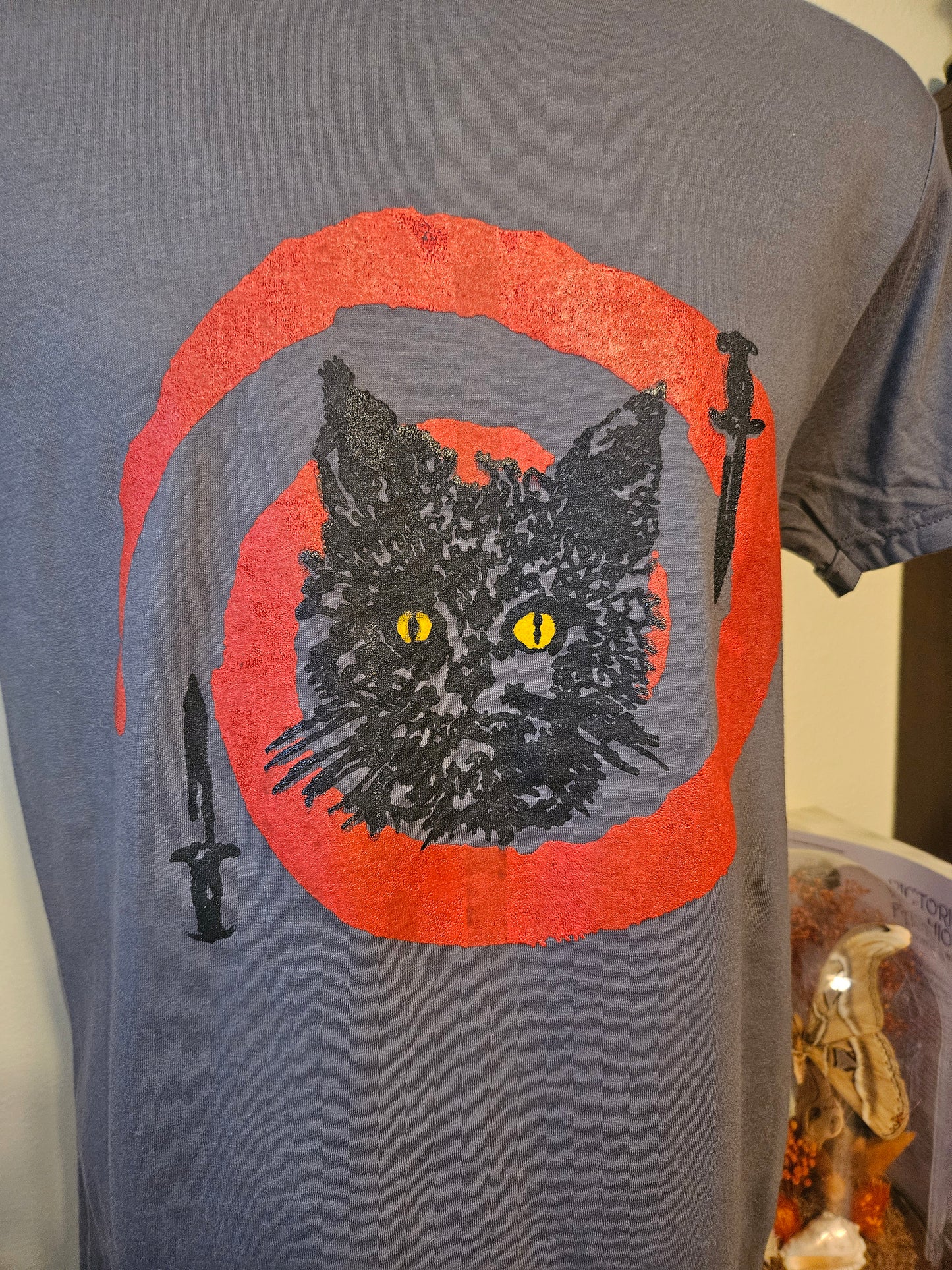 Hypno Cat Charcoal Grey Mens/Unisex Tshirt