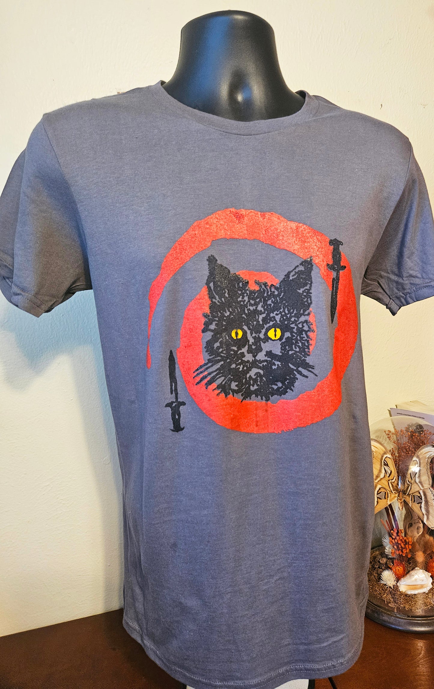 Hypno Cat Charcoal Grey Mens/Unisex Tshirt