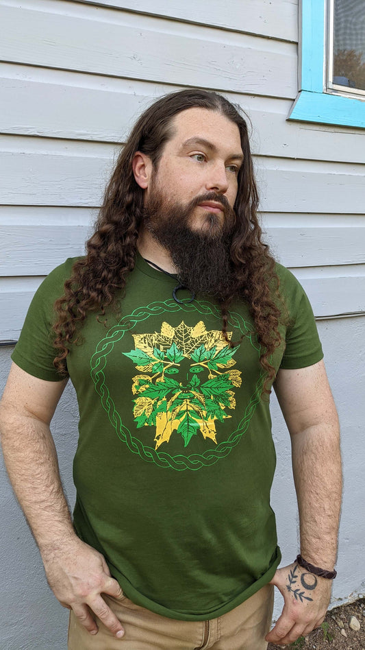 Green Man - Unisex Cut Olive T-shirt