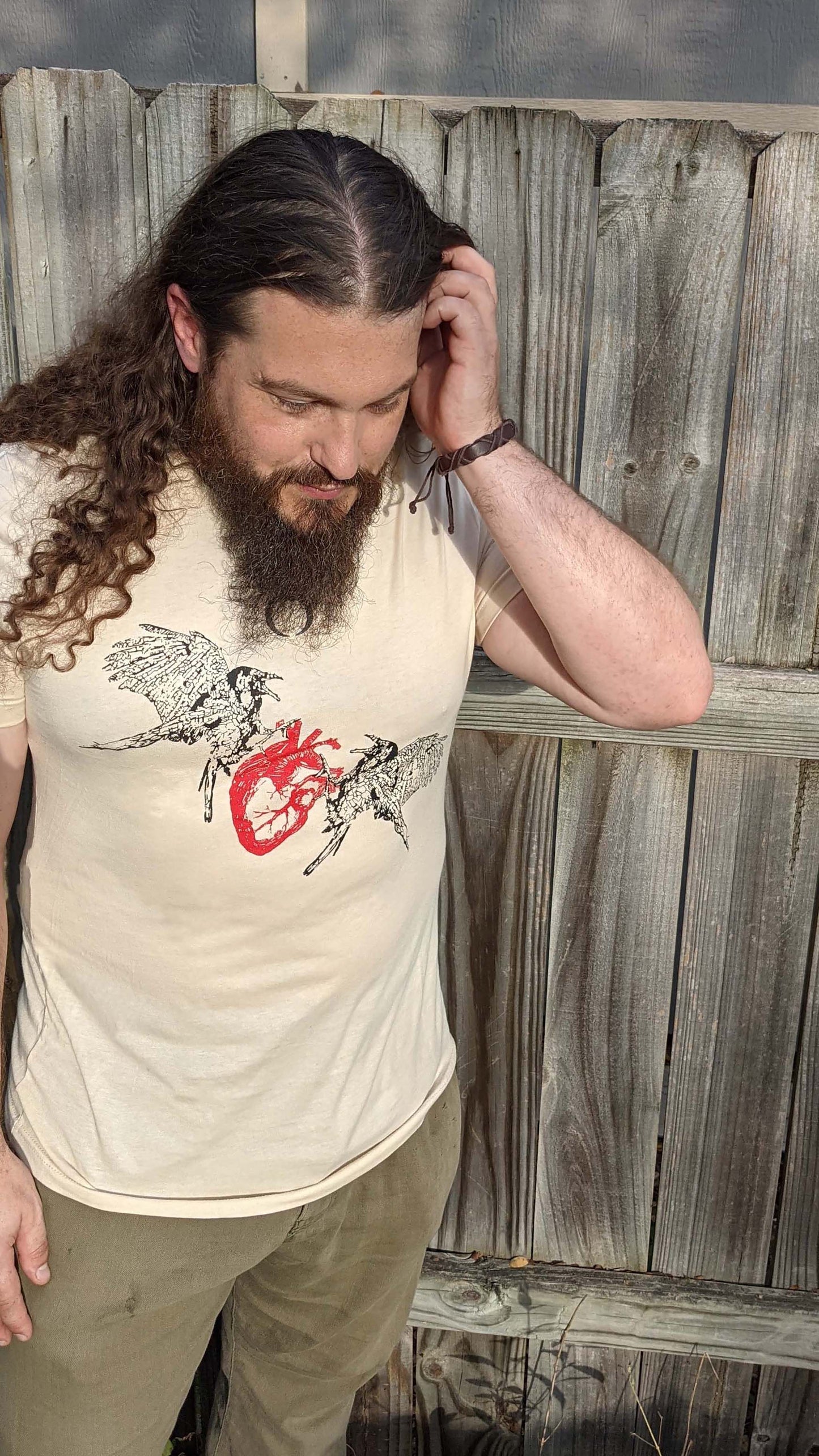 Two Crows And A Heart - Unisex Cut Bone White Short Sleeve T-Shirt