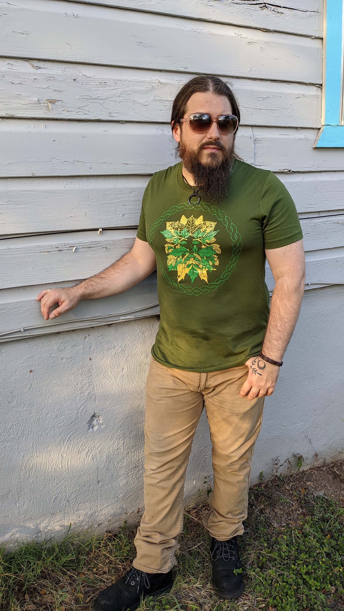 Green Man - Unisex Cut Olive T-shirt