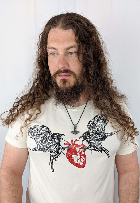 Two Crows And A Heart - Unisex Cut Bone White Short Sleeve T-Shirt