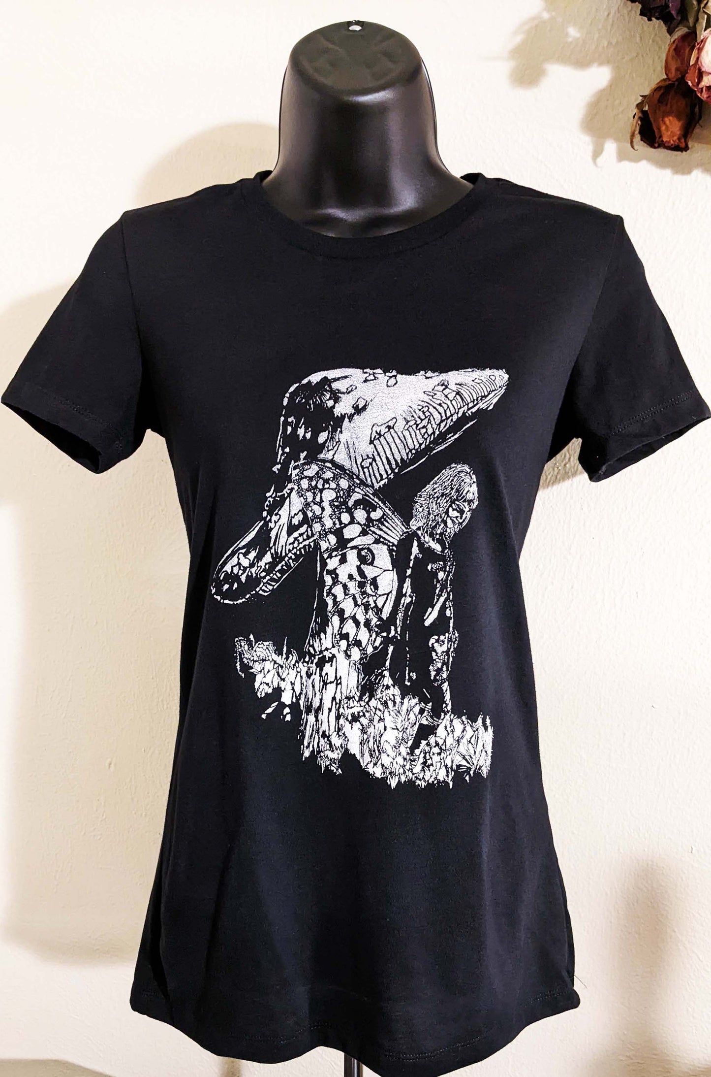Mushroom Fairy - Women's Cut Black Short Sleeve T-shirt