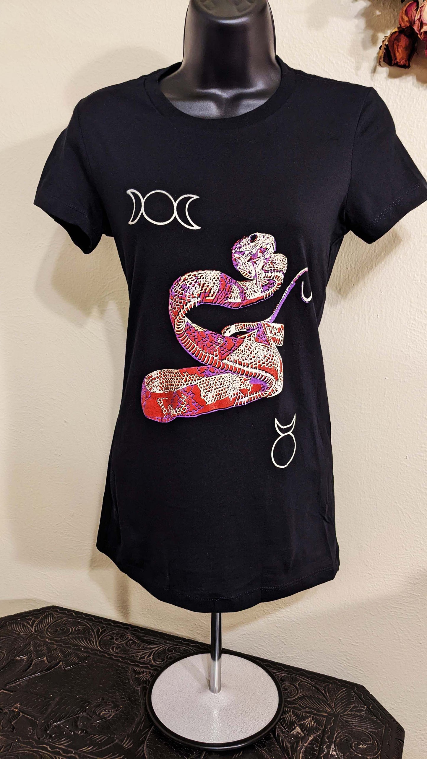 Obsidian Crystal Snake - Women's Cut Black T-Shirt