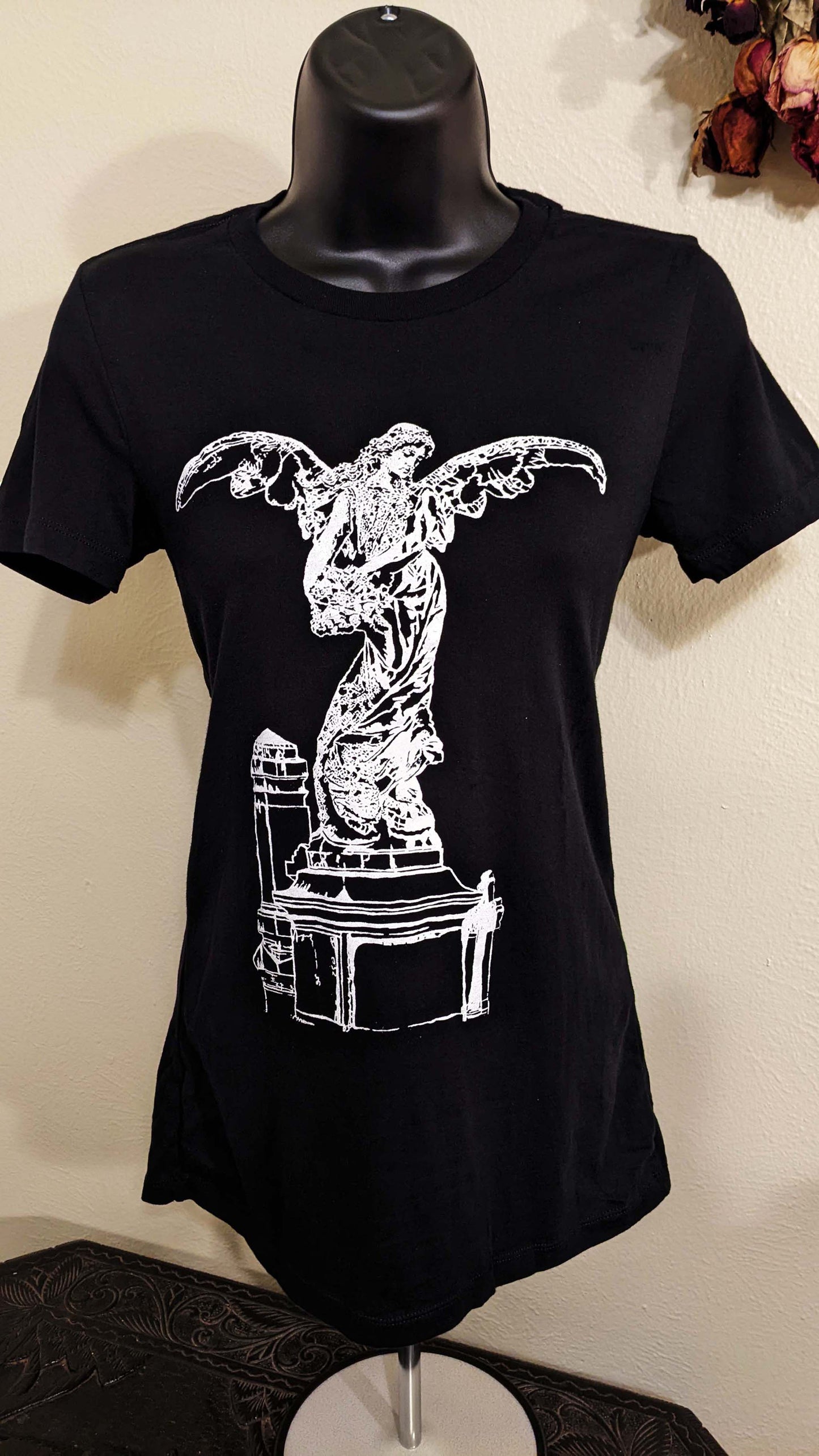 Cemetery Angel - Femme Cut Black Short Sleeve  T-Shirt