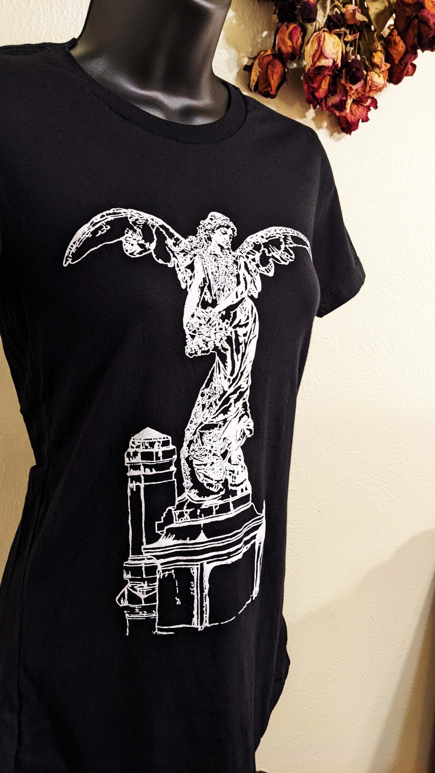 Cemetery Angel - Femme Cut Black Short Sleeve  T-Shirt