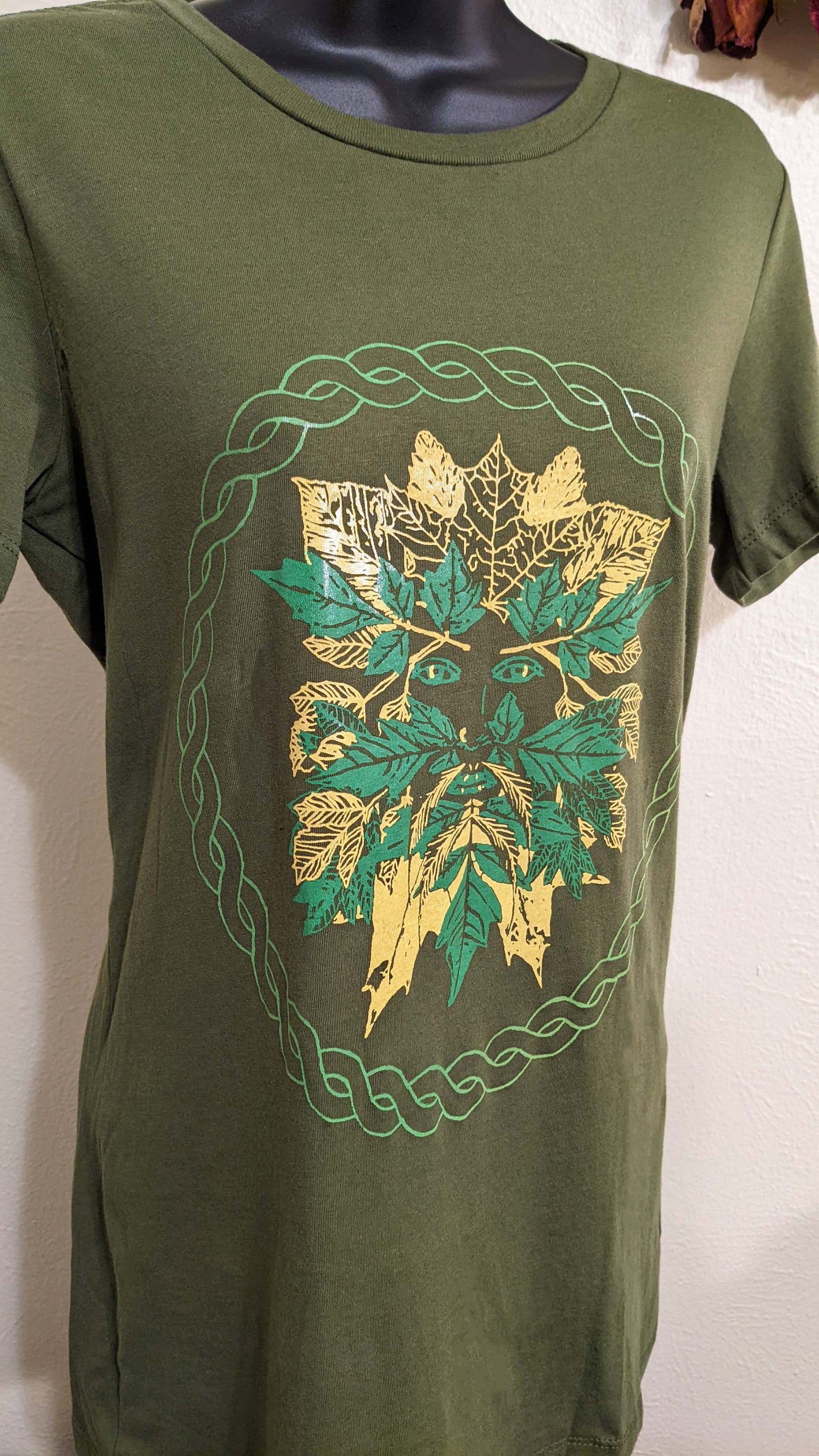 Green Man - Unisex Cut Olive T-shirt
