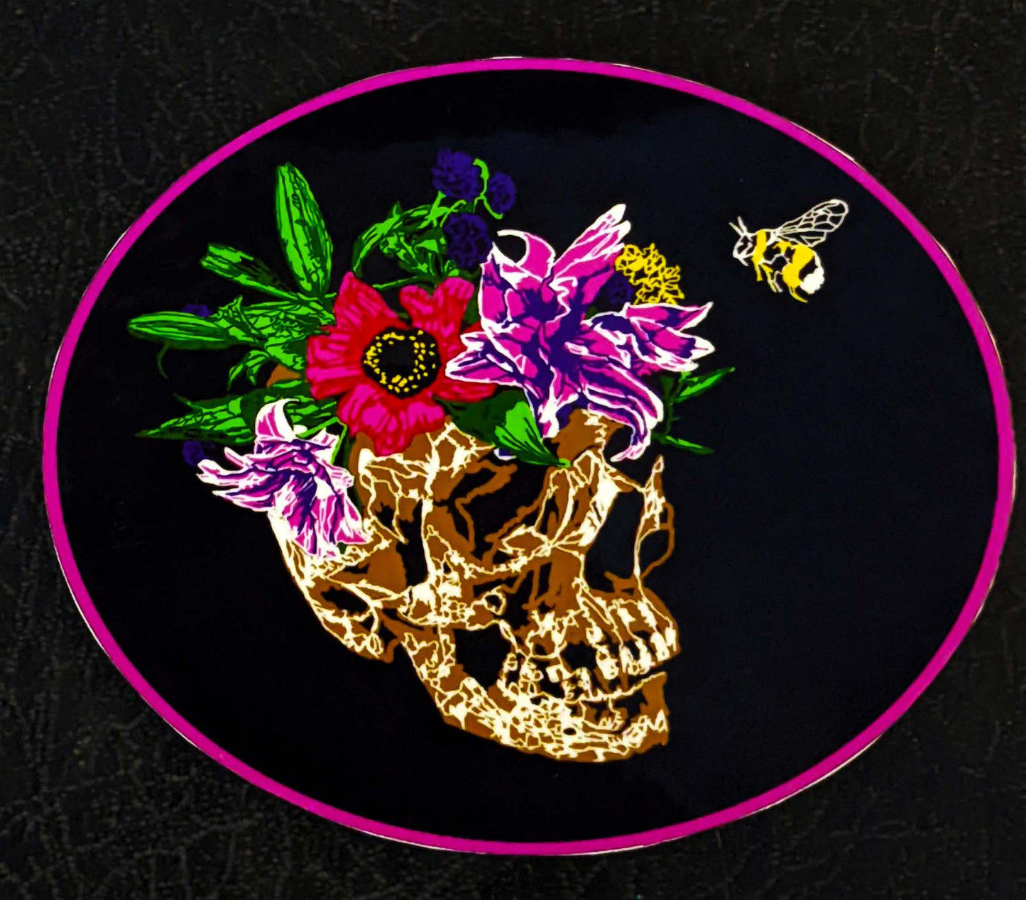 Skull Flower Glossy Sticker