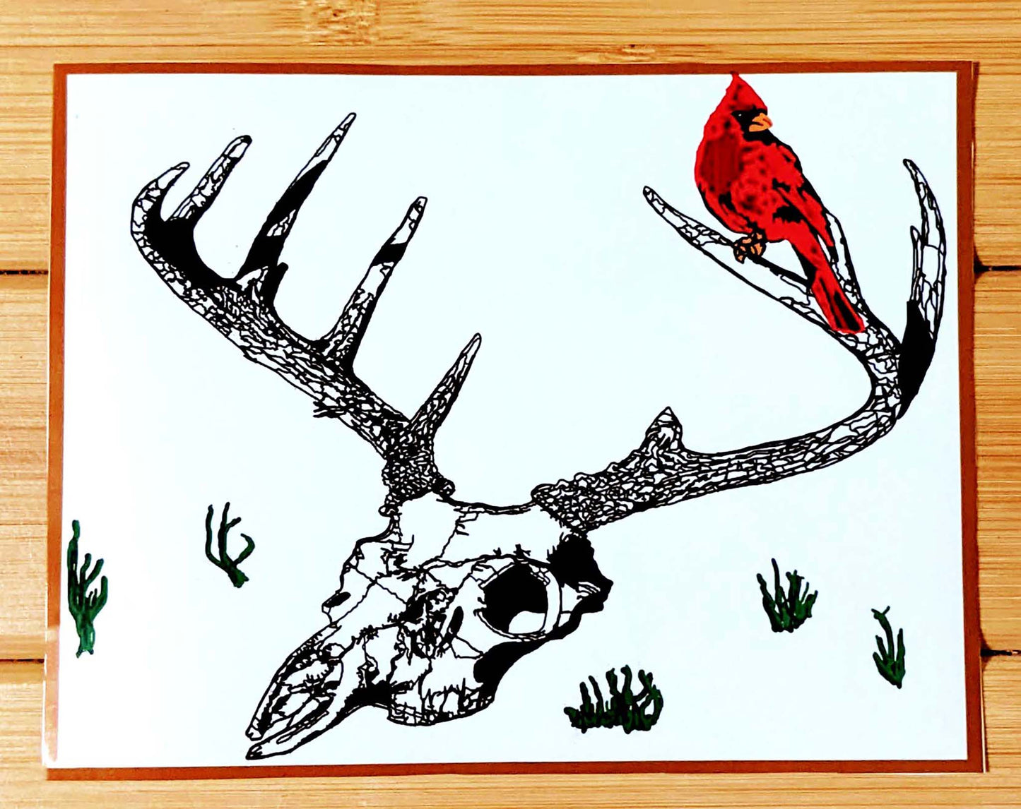 Skull With Cardinal / Spirit Returns Glossy Sticker
