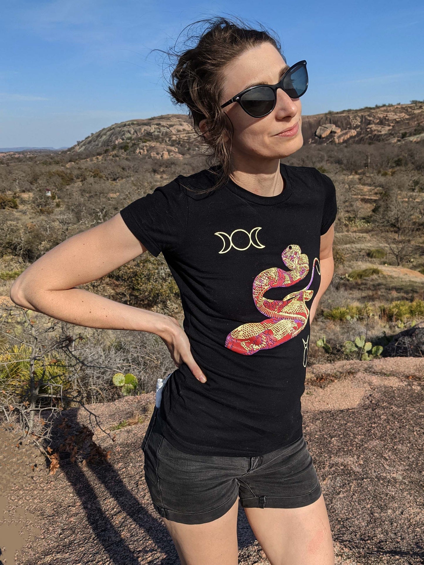 Obsidian Crystal Snake - Women's Cut Black T-Shirt
