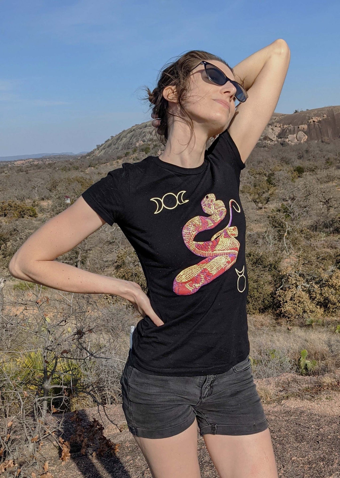 Obsidian Crystal Snake - Women's Cut Black T-Shirt