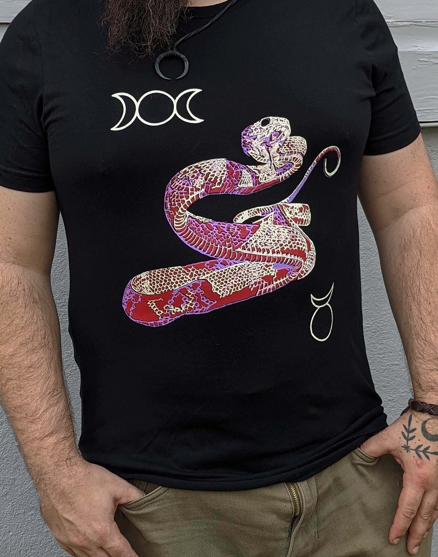 Obsidian Crystal Snake - Unisex Cut Black T-Shirt